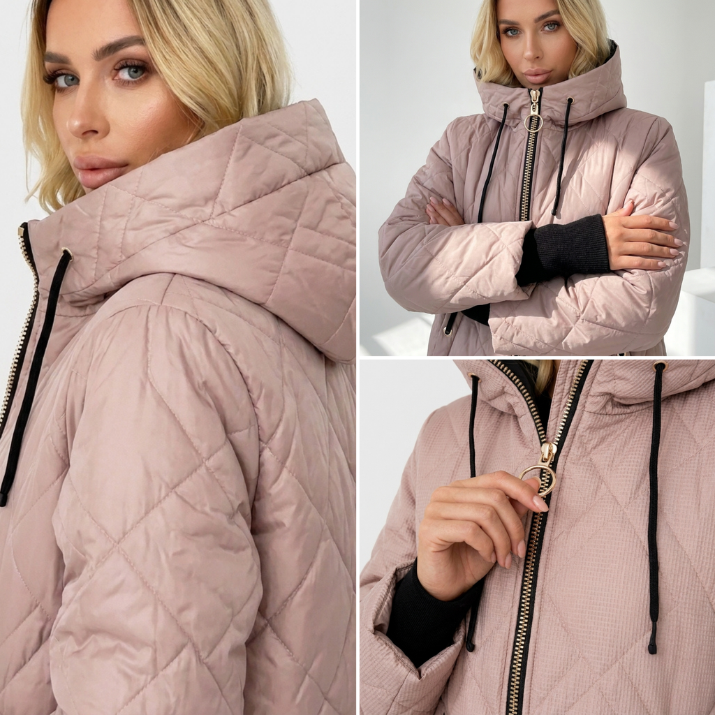 Mackenzie | Quilted Hooded Zip Front Jacket