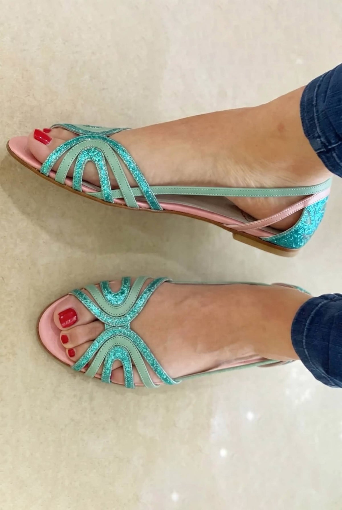 Thalia | Sandals with Open Toe and Metallic Shine