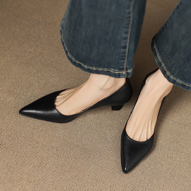 Calenne | Leather Kitten Heels