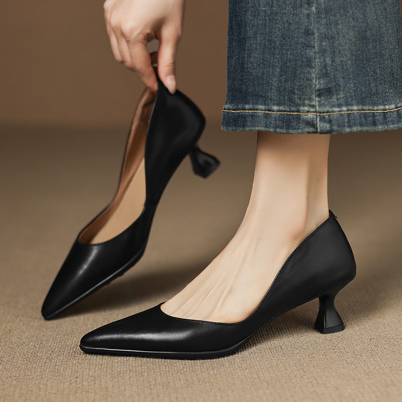 Calenne | Leather Kitten Heels