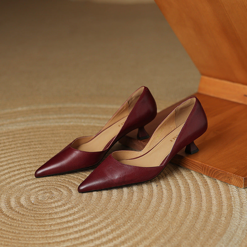 Ceyra | Leather Kitten Heels