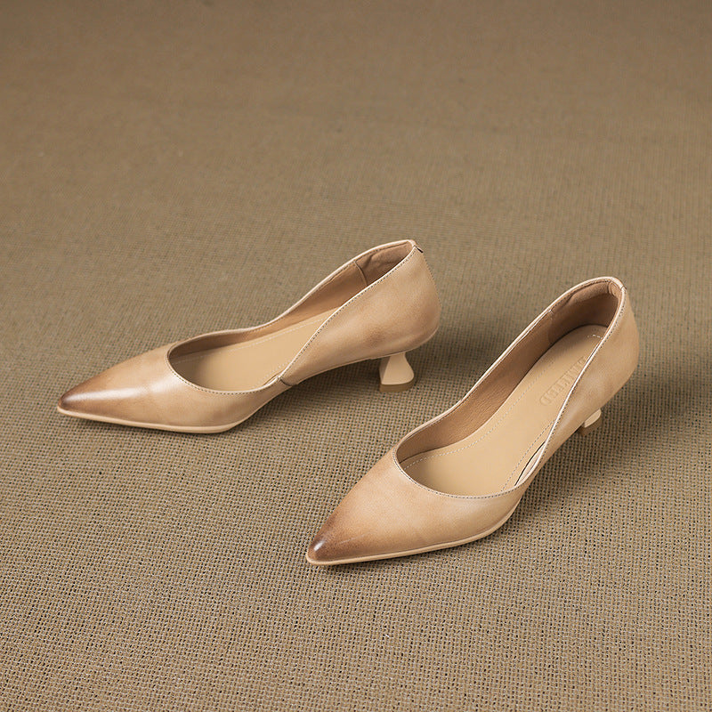 Calenne | Leather Kitten Heels