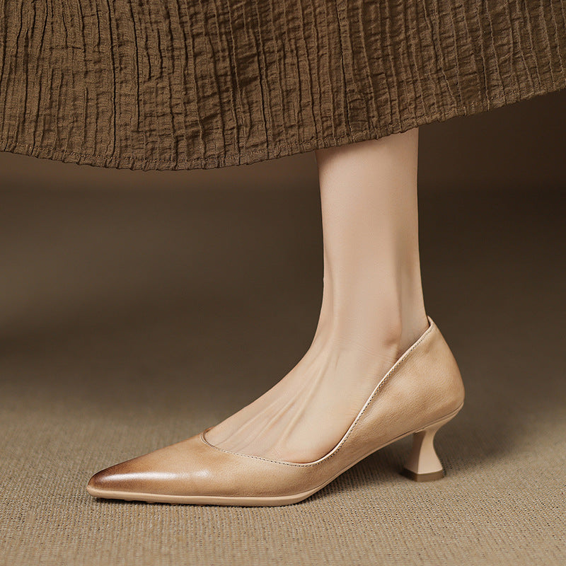 Calenne | Leather Kitten Heels
