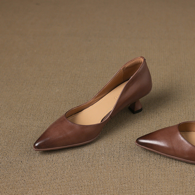 Calenne | Leather Kitten Heels