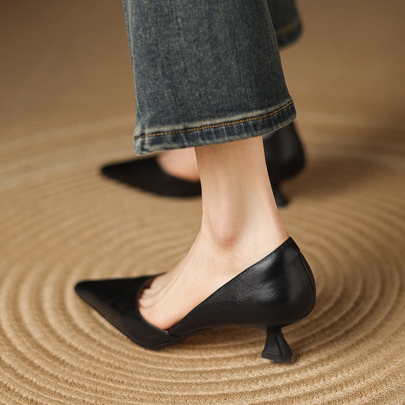 Ceyra | Leather Kitten Heels