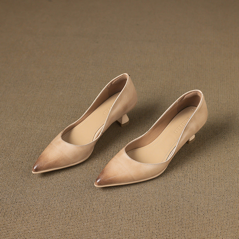 Calenne | Leather Kitten Heels