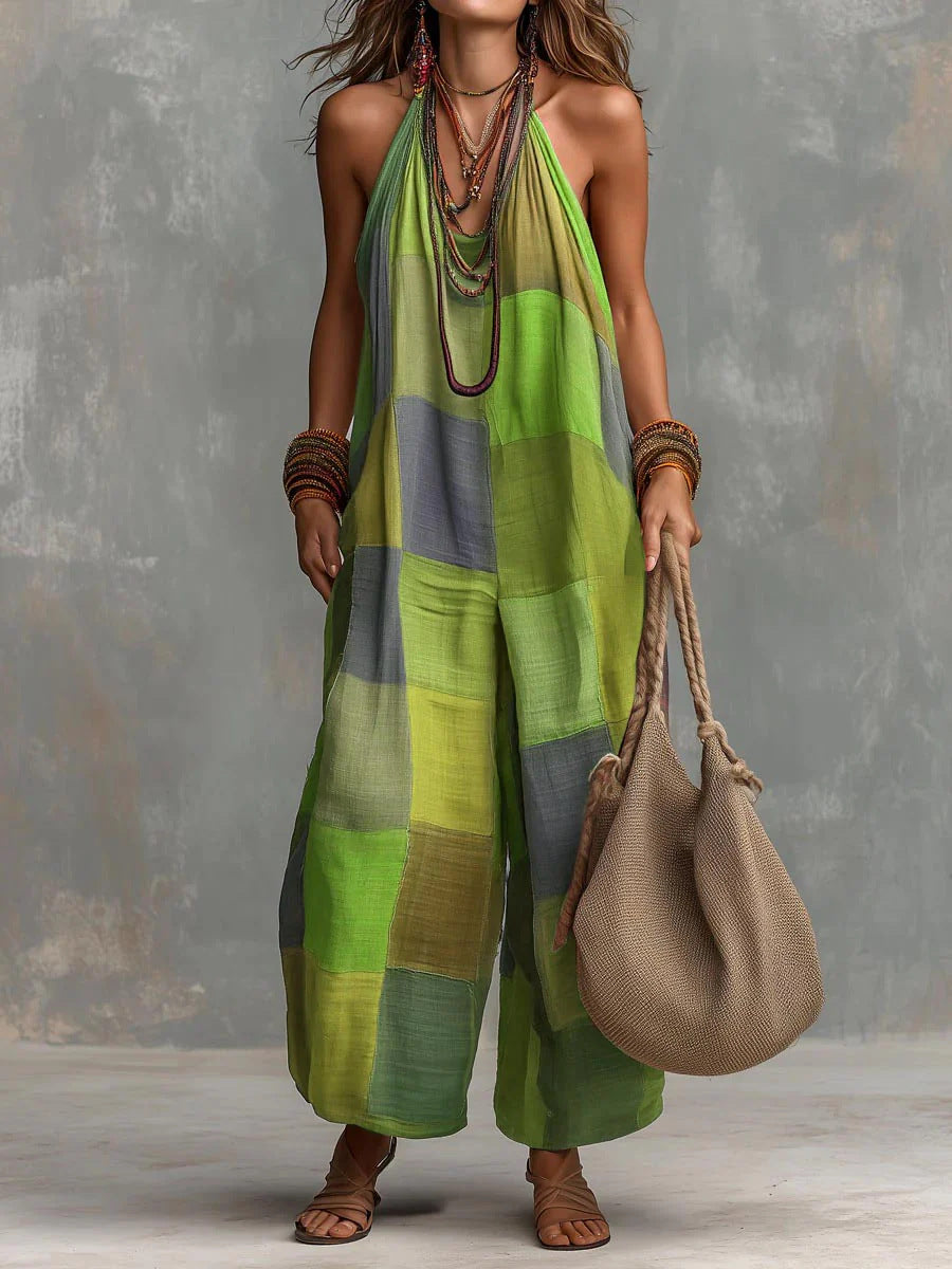 Bridgette | Bohemian Patchwork Jumpsuit Freshness and Freedom in a Unique Artistic Style