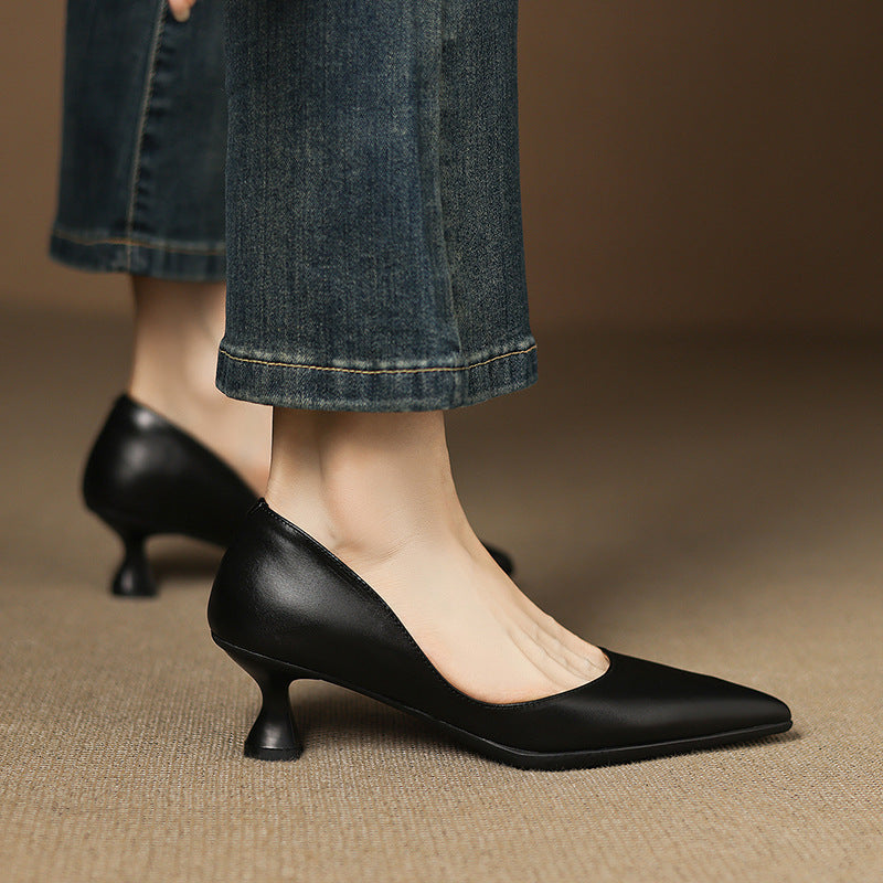Calenne | Leather Kitten Heels