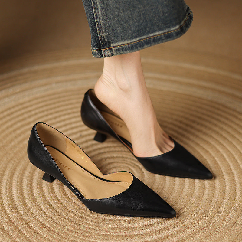 Ceyra | Leather Kitten Heels