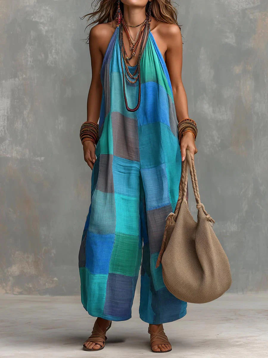 Bridgette | Bohemian Patchwork Jumpsuit Freshness and Freedom in a Unique Artistic Style