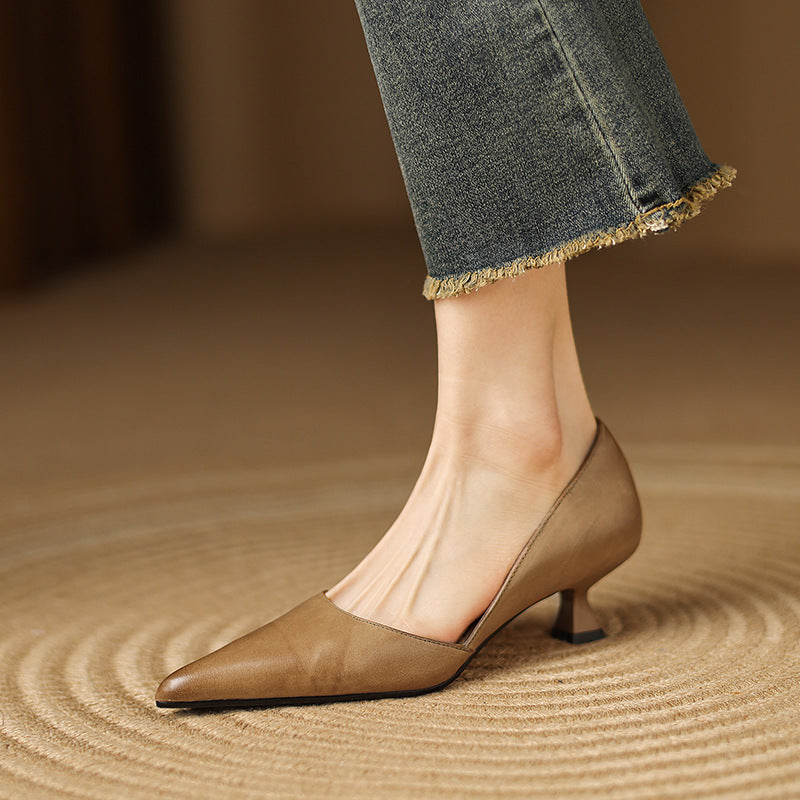 Ceyra | Leather Kitten Heels