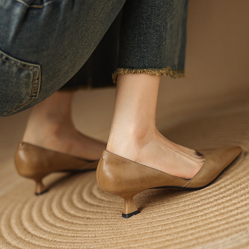 Ceyra | Leather Kitten Heels