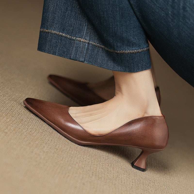 Calenne | Leather Kitten Heels