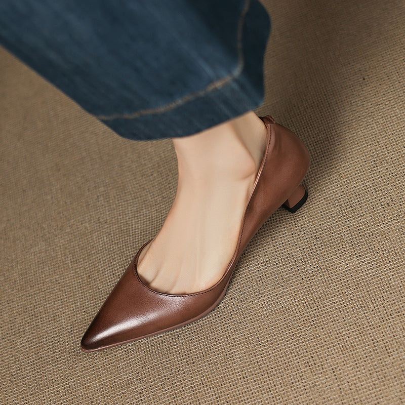 Calenne | Leather Kitten Heels