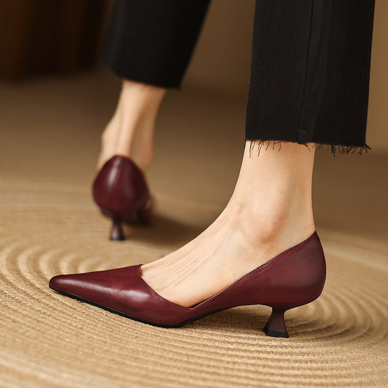 Ceyra | Leather Kitten Heels