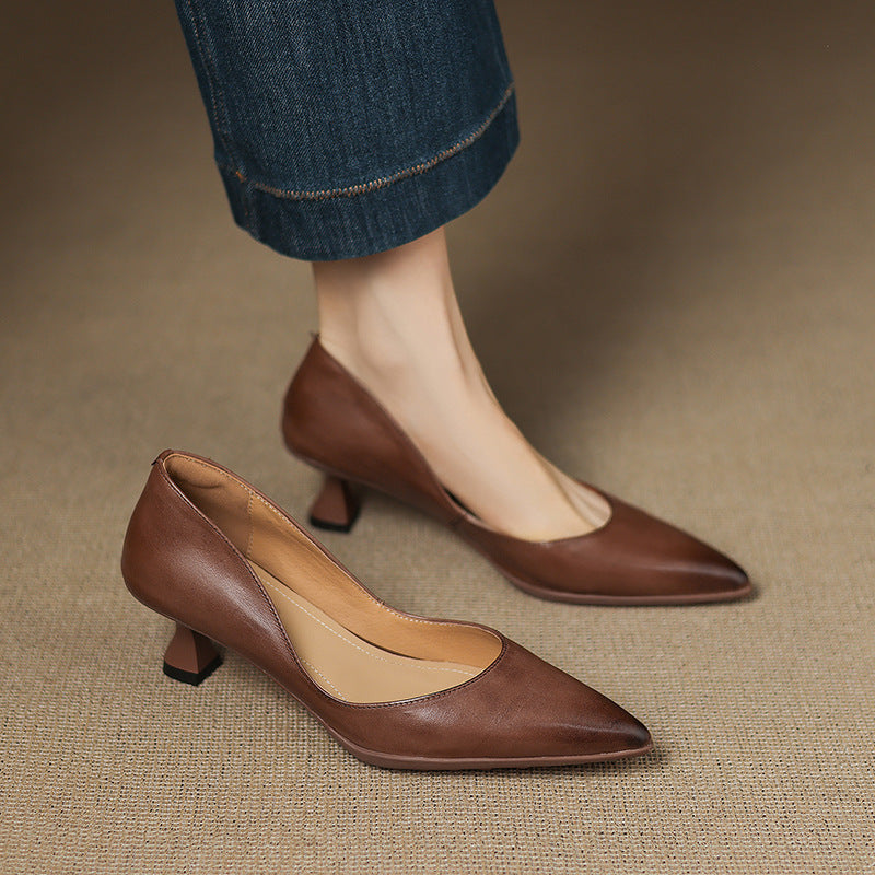 Calenne | Leather Kitten Heels