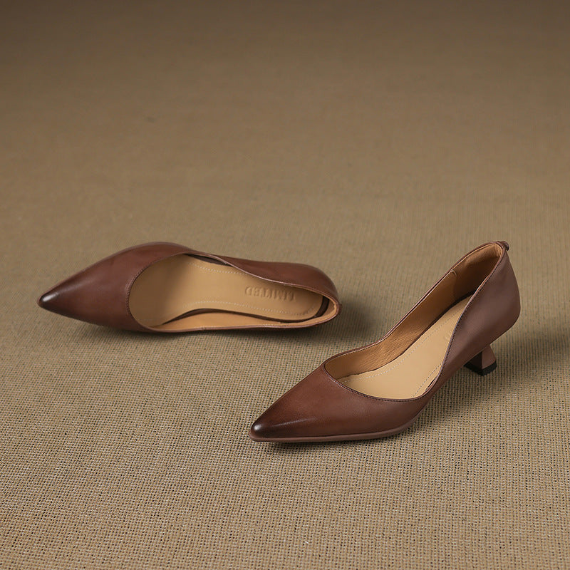 Calenne | Leather Kitten Heels