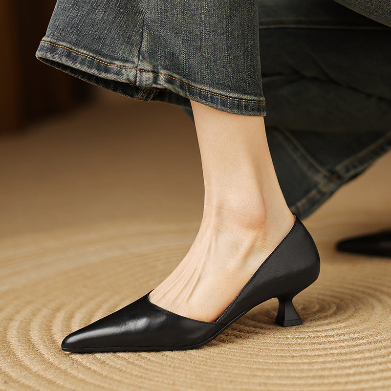 Ceyra | Leather Kitten Heels