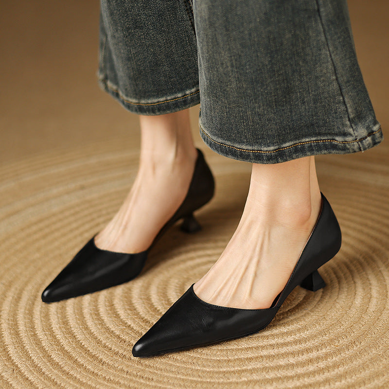 Ceyra | Leather Kitten Heels
