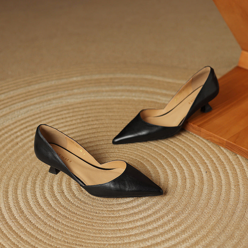 Ceyra | Leather Kitten Heels