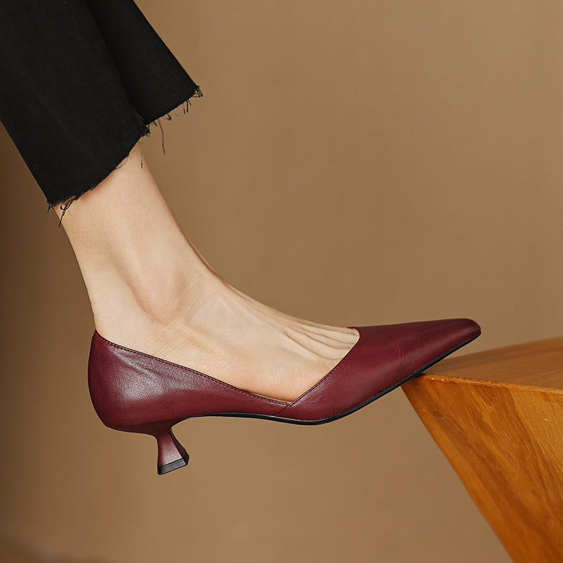 Ceyra | Leather Kitten Heels