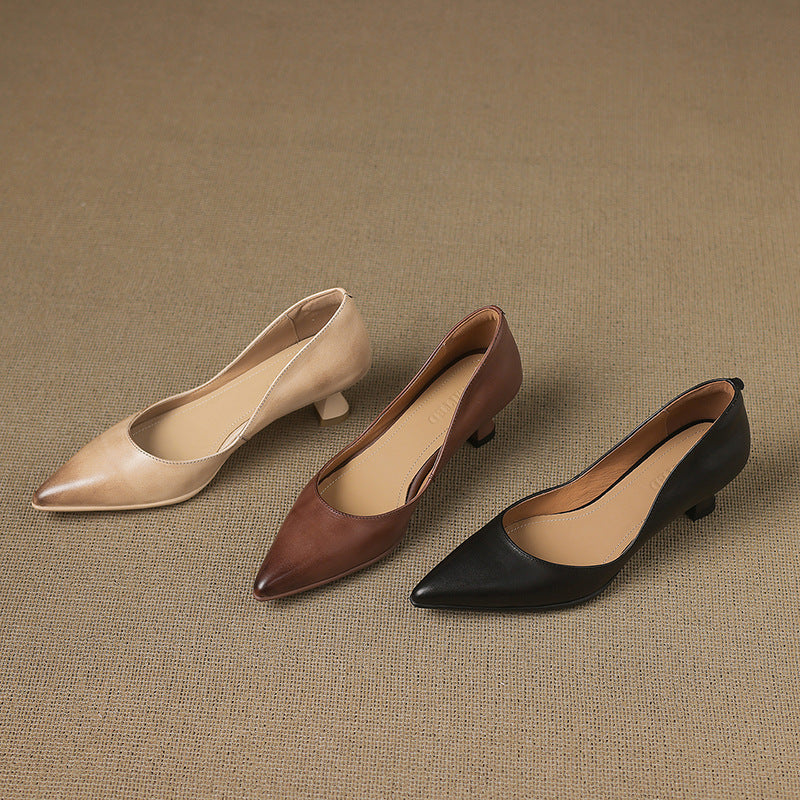 Calenne | Leather Kitten Heels