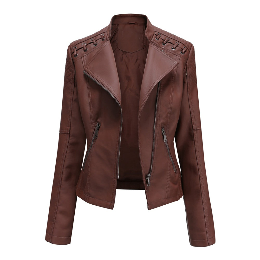 Marcella | Asymmetrical Grommet Moto Quilted Jacket