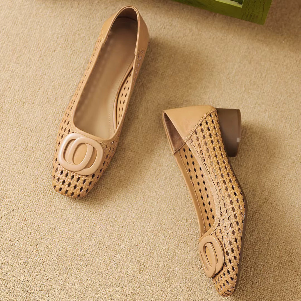 Klea | Opium Woven Leather Flats