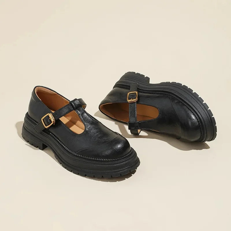 Emilia | Mary Jane Shoes with Gold Buckle