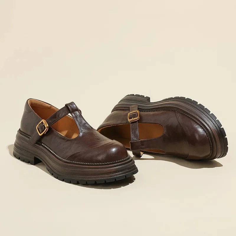 Emilia | Mary Jane Shoes with Gold Buckle