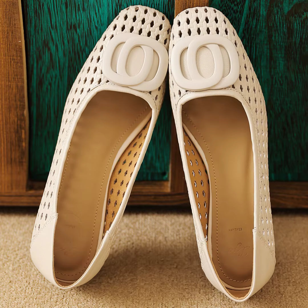 Klea | Opium Woven Leather Flats