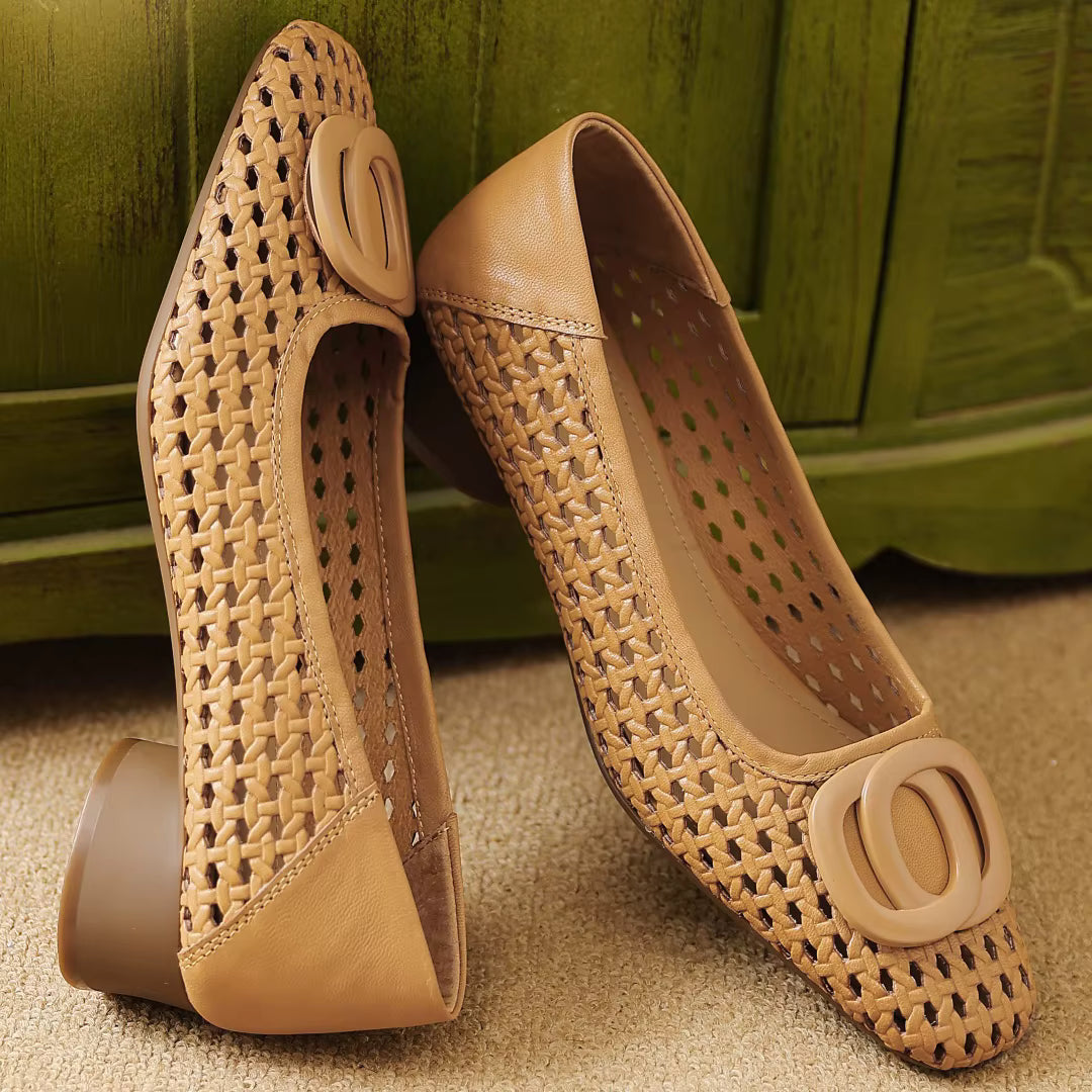 Klea | Opium Woven Leather Flats