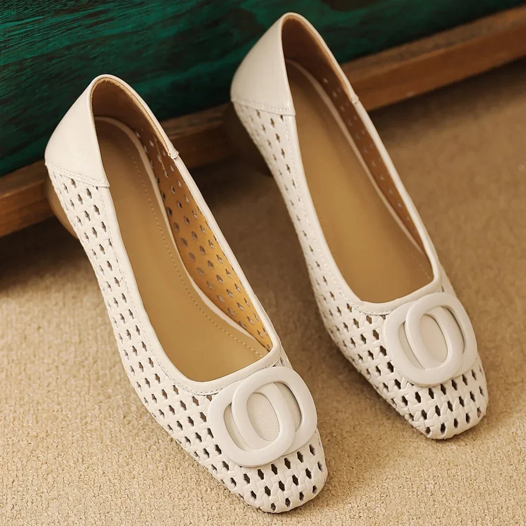Klea | Opium Woven Leather Flats