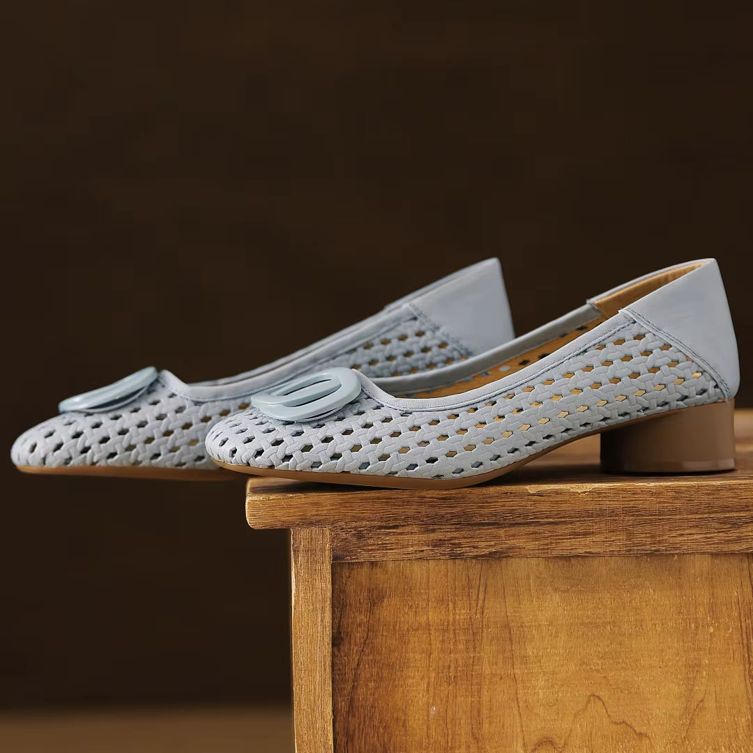Klea | Opium Woven Leather Flats