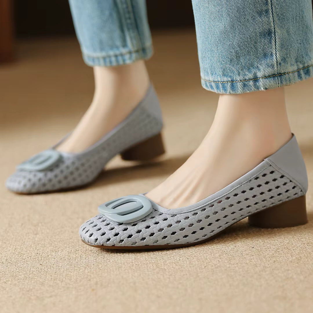 Klea | Opium Woven Leather Flats