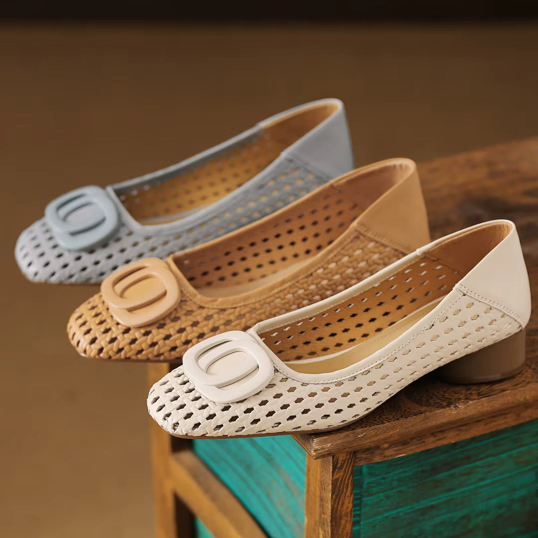 Klea | Opium Woven Leather Flats