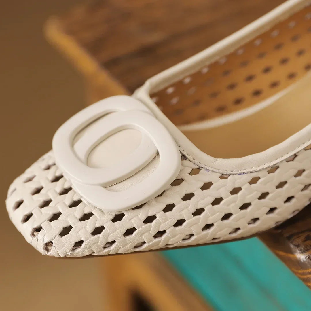 Klea | Opium Woven Leather Flats