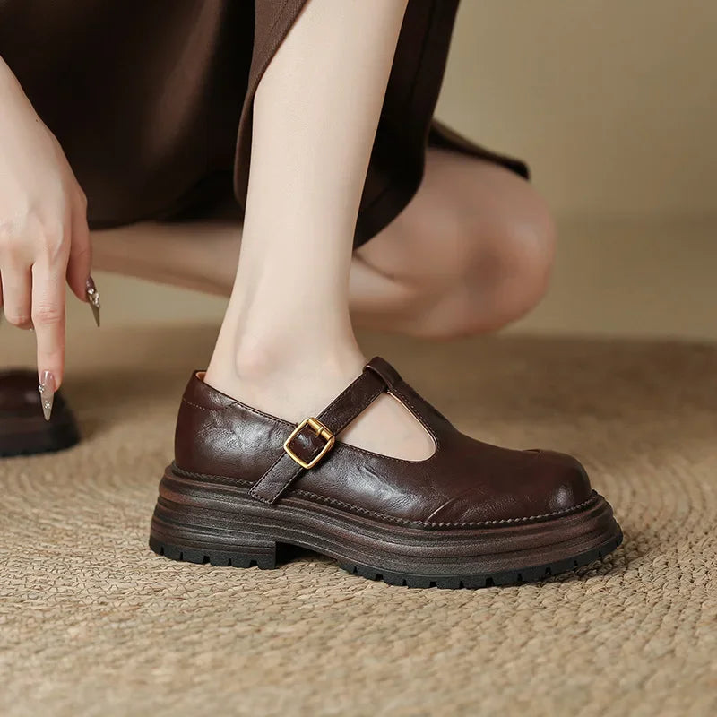 Emilia | Mary Jane Shoes with Gold Buckle