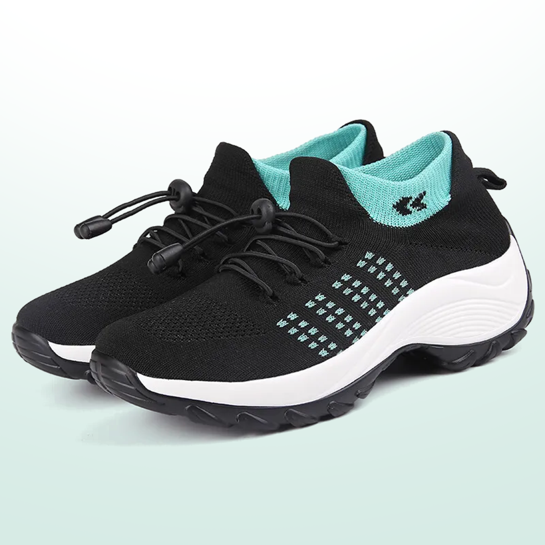 Linda | Orthopedic Knit Fabric Shoes in Green & Black