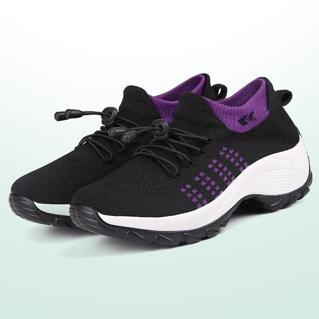 Ava | Orthopedic Knit Fabric Shoes in Purple & Black