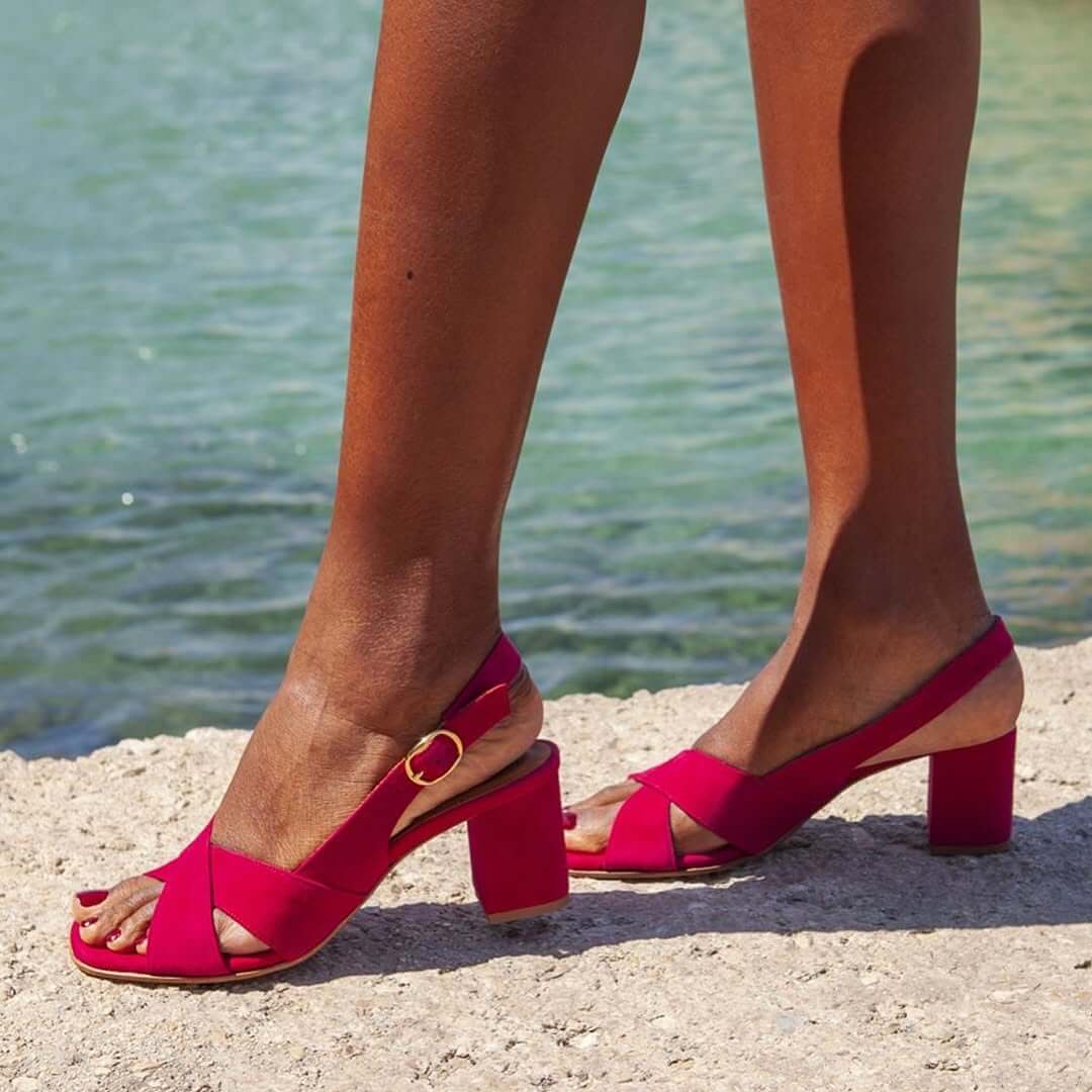 Ilah | Sandals with Block Heel and Crossed Straps