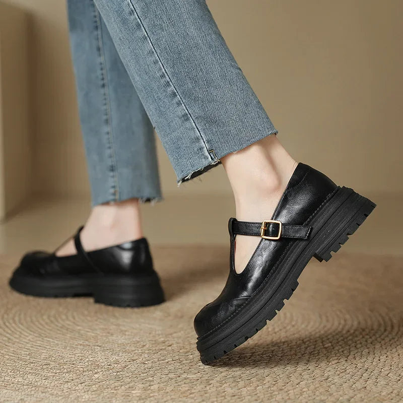 Emilia | Mary Jane Shoes with Gold Buckle