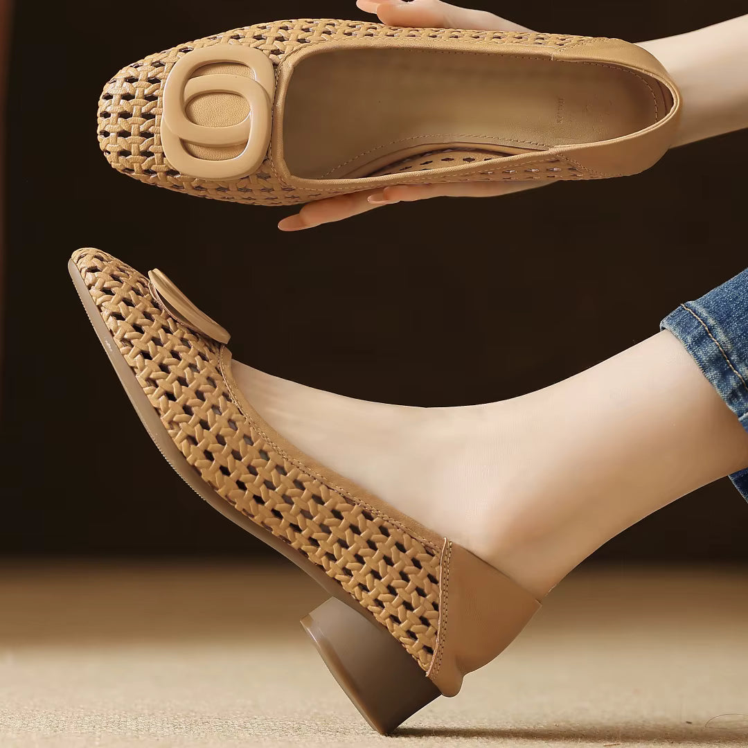 Klea | Opium Woven Leather Flats