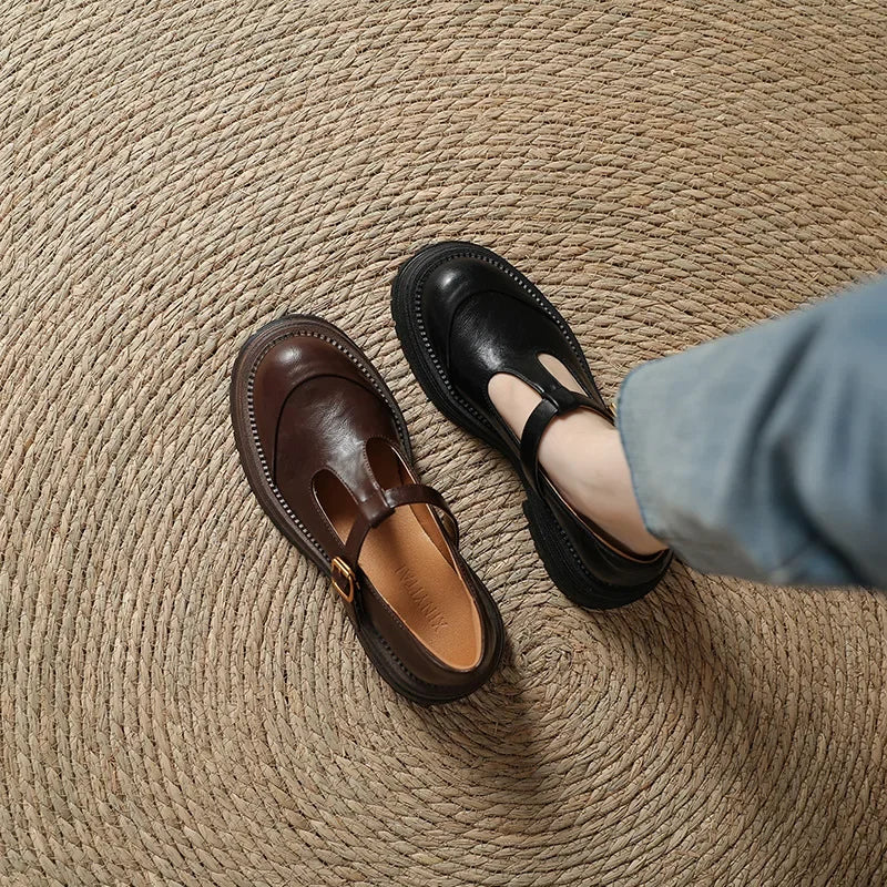 Emilia | Mary Jane Shoes with Gold Buckle