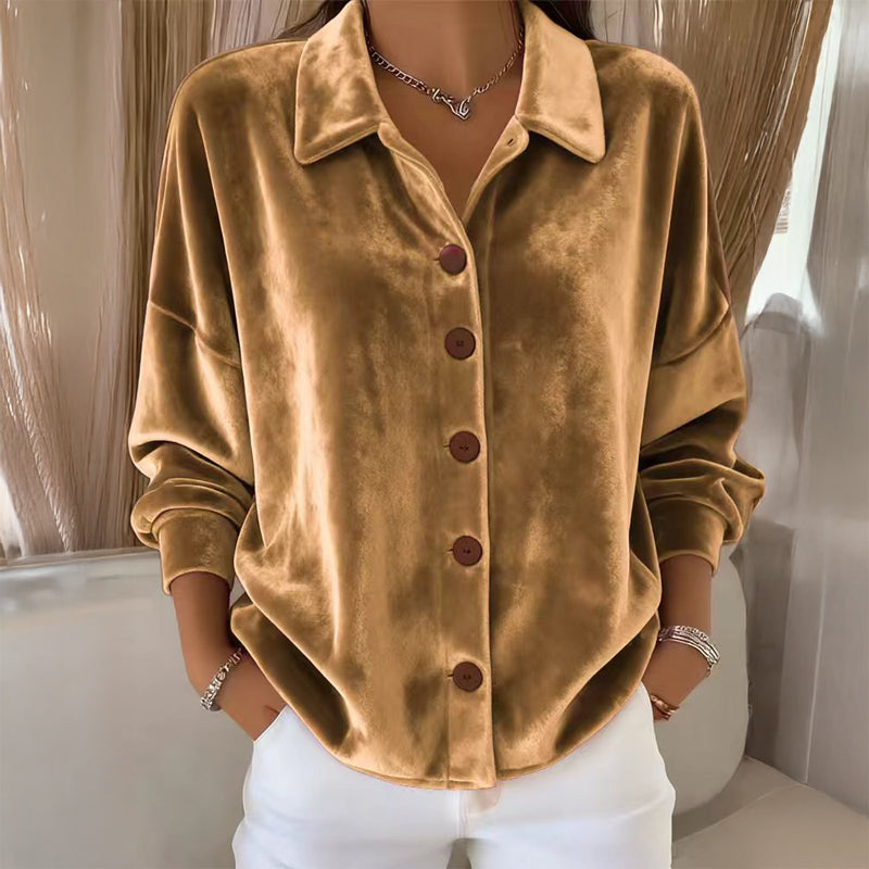 Suzie | Velvet Button-Front Shirt