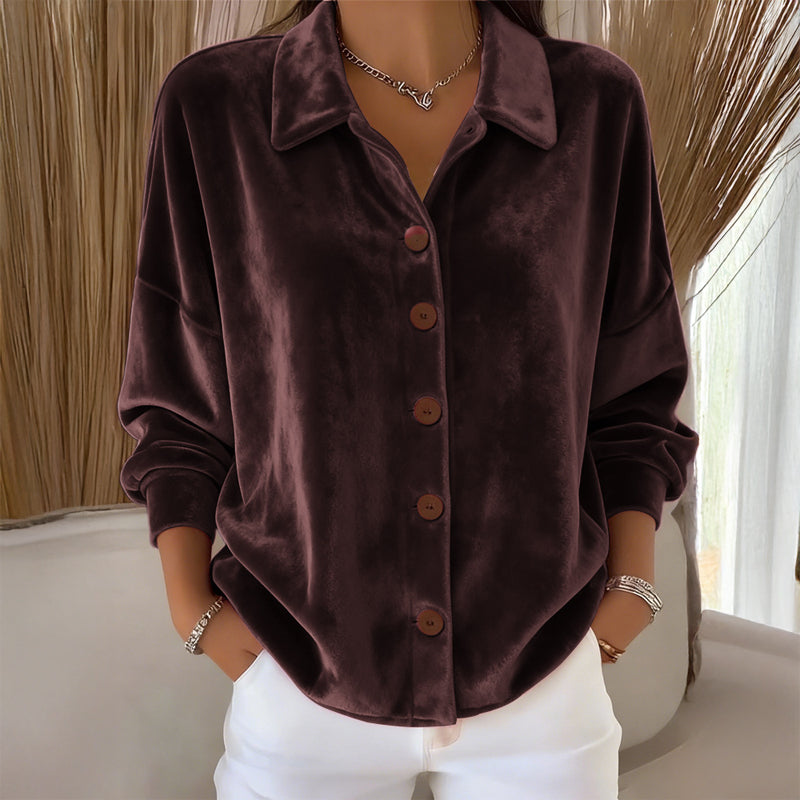 Suzie | Velvet Button-Front Shirt