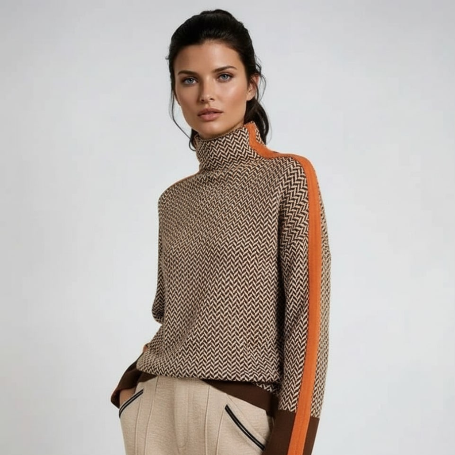 Elara | Turtleneck with Contrasting Stripes