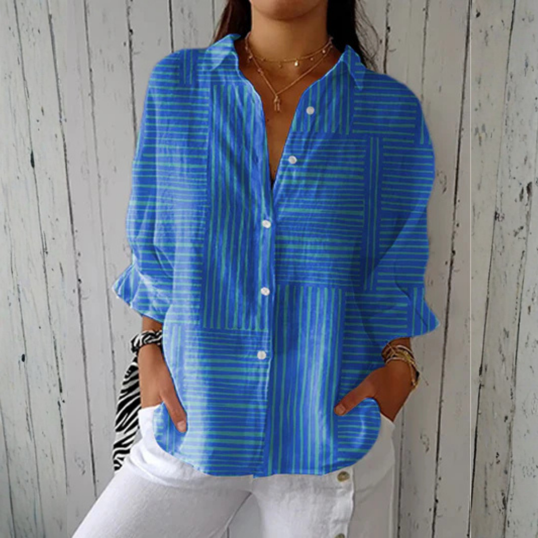 Ashley | Azure Stripe Blouse
