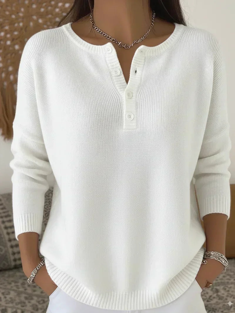 Helena | Knit Sweater with Henley Buttons