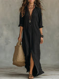 Celine | Black Maxi Dress with Buttons